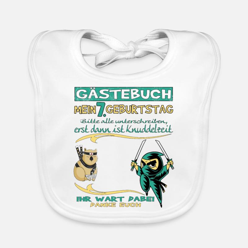 7. Geburtstag Junge & Mädchen Gästebuch Baby Bio-Lätzchen