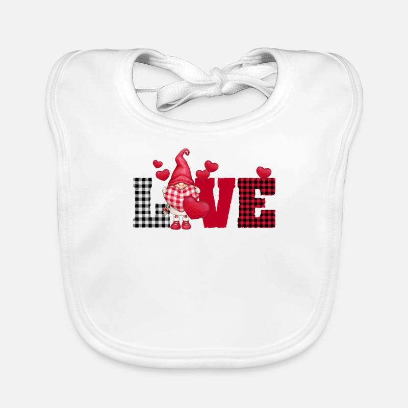 Liebe Gnome Plaid Valentinstag passende Paar Gnome Baby Bio-Lätzchen