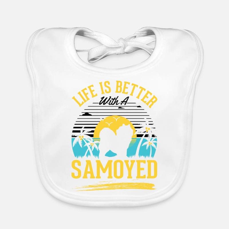 La vie est plus belle avec un Samoyède Bavoir bio Bébé