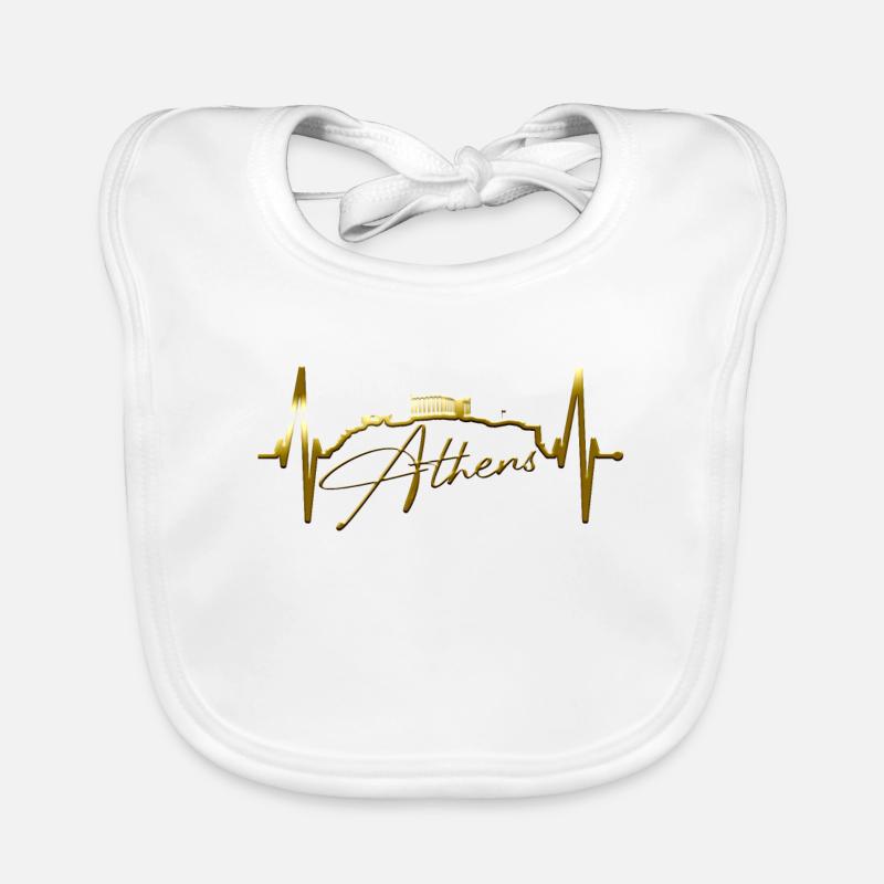 Athens Skyline Heartbeat Greece Acropolis Organic Baby Bibs