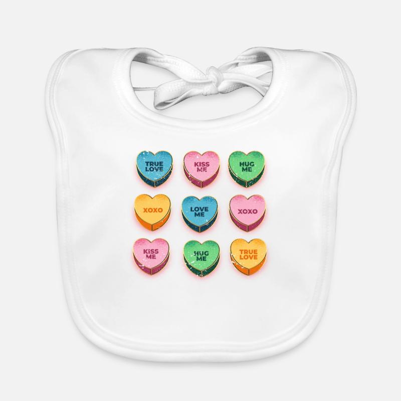 Joyeuse Saint-Valentin Candy Conversation Coeurs Bavoir bio Bébé