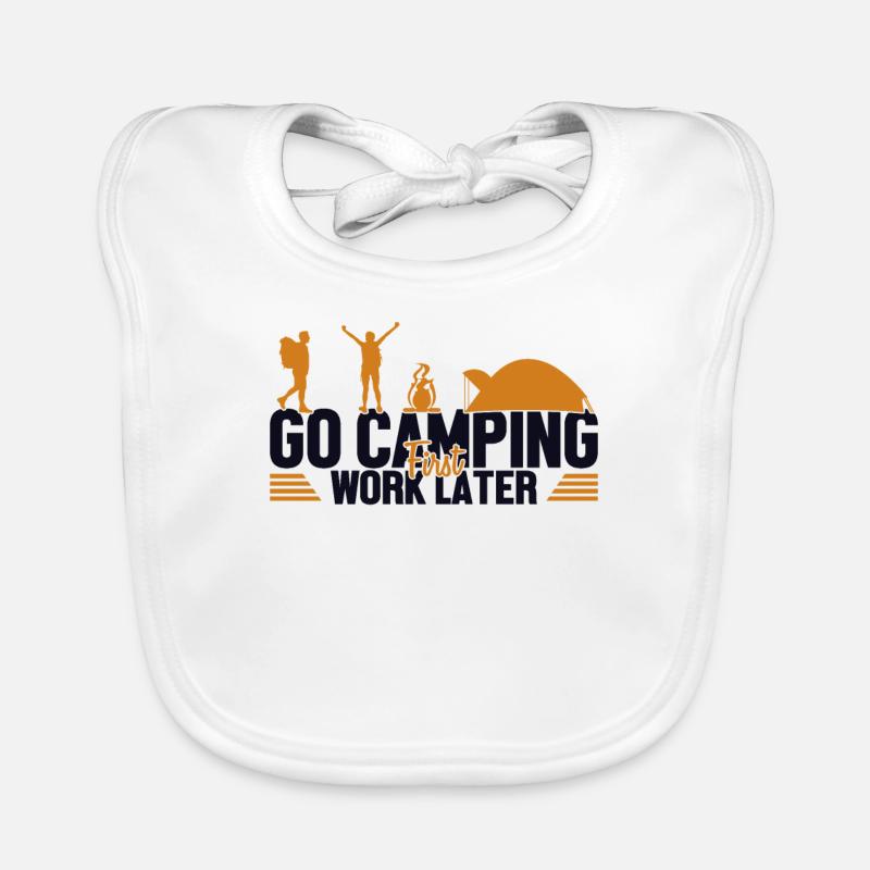 Camping First Work Later Zelten Glamping Camper Baby Bio-Lätzchen