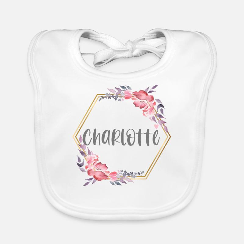 Charlotte fille nom cadeau de bébé - Bavoir bio Bébé - blanc