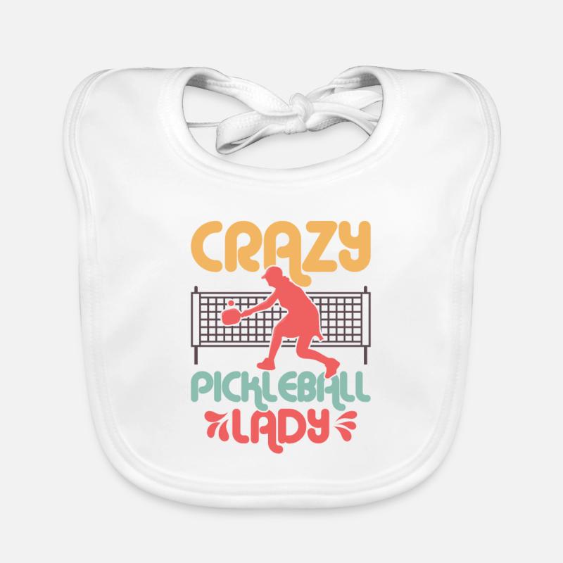 Crazy Pickleball Lady Player Paddle Racket Organic Baby Bibs