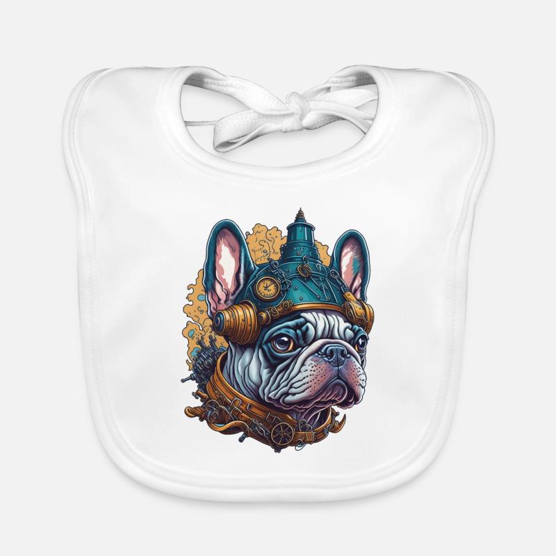 Bouledogue Français dans le Style Steampunk Bavoir bio Bébé