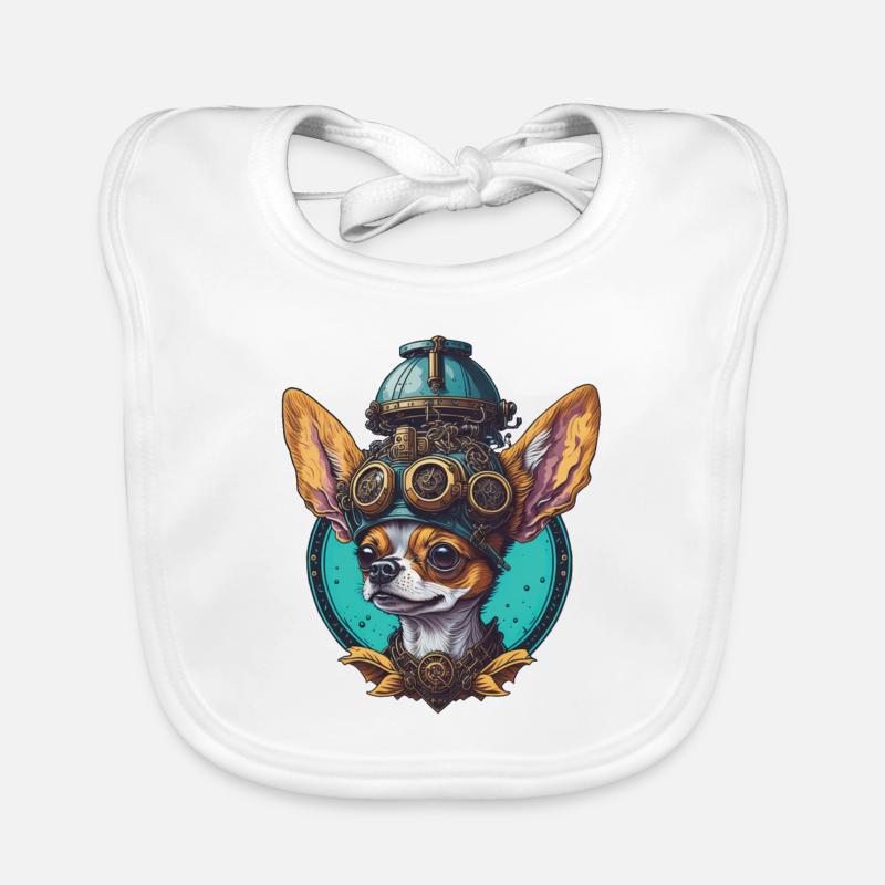 Rétro Steampunk Sci-Fi Chihuahua chiens Design Bavoir bio Bébé