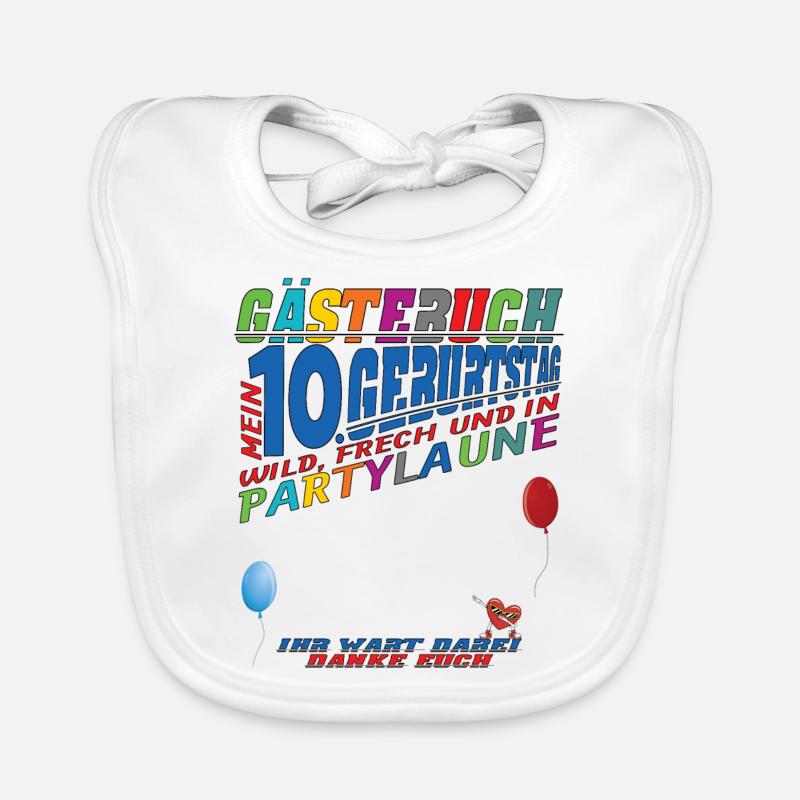 10. Geburtstag Mädchen & Junge Gästebuch Baby Bio-Lätzchen