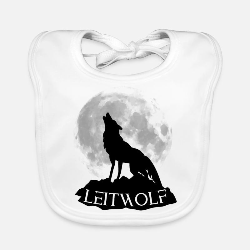 Wolf Vollmond Leitwolf für Ihn Geschenkidee Baby Bio-Lätzchen