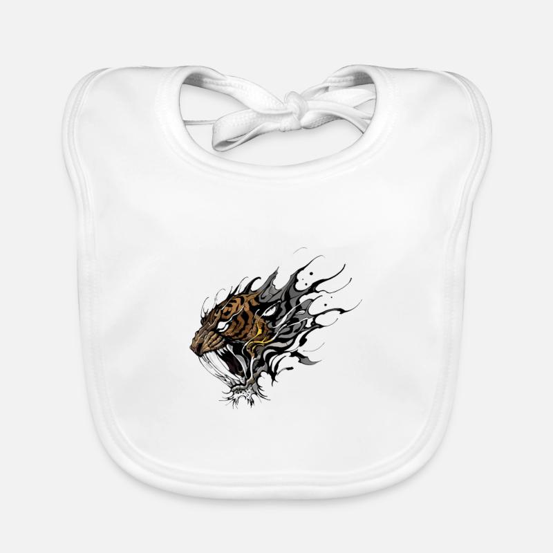 Fierce Sabertooth Tiger tattoo design Organic Baby Bibs