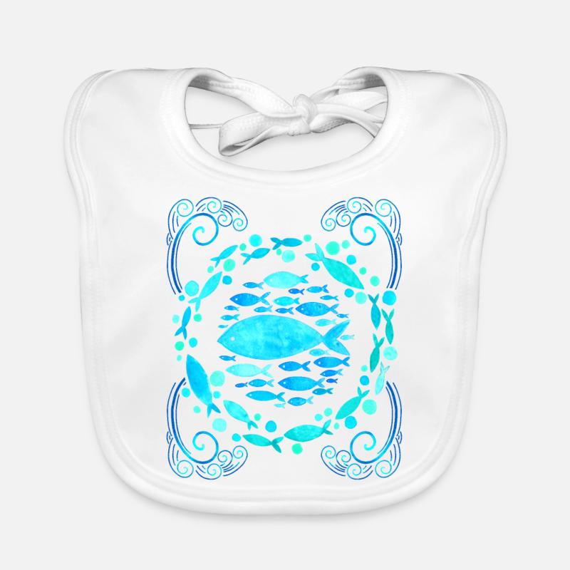 Mandala avec poisson, Style esthétique, Design de poisson Bavoir bio Bébé