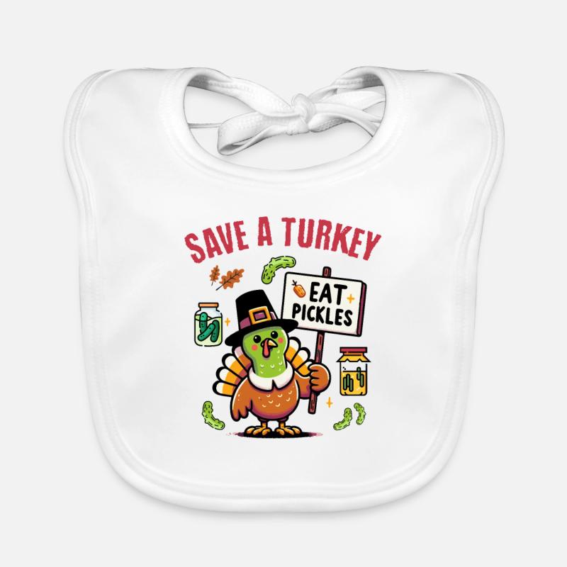 Save A Turkey Eat Pickles Thanksgiving Gift Organic Baby Bibs
