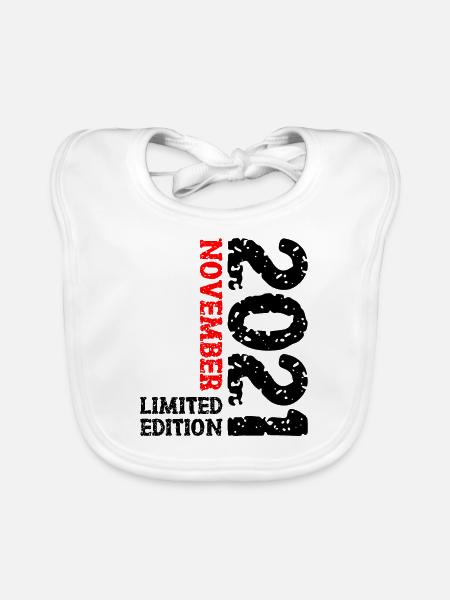 2021 November Limited Edition 2nd Birthday Decoration - Organic Baby Bibs - white - Front