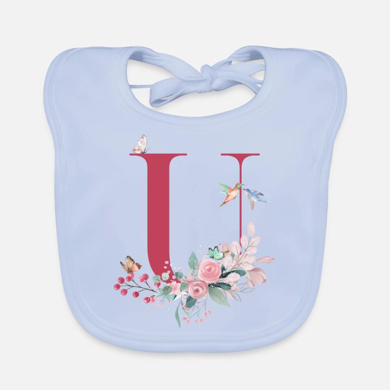 Letter u floral - gift idea Organic Baby Bibs