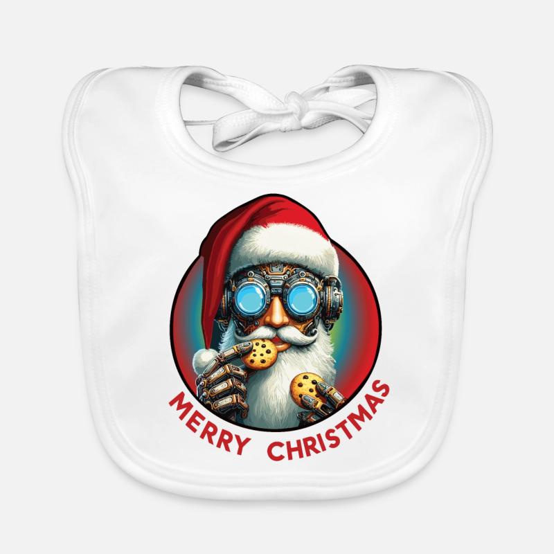 Weihnachtsmann Cyberpunk - Baby Bio-Lätzchen - Weiß