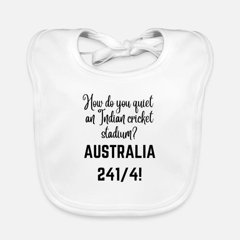 Funny Cricket Text Design India /Australia Final Organic Baby Bibs
