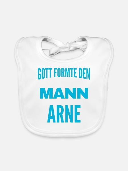 Arne Name Design - Baby Bio-Lätzchen - Weiß - Vorne