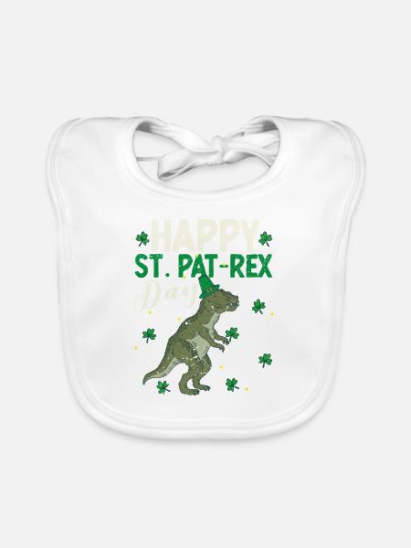 Joyeux jour St.Pat-Rex Saint Patrick dinosaure - Bavoir bio Bébé - blanc - Devant
