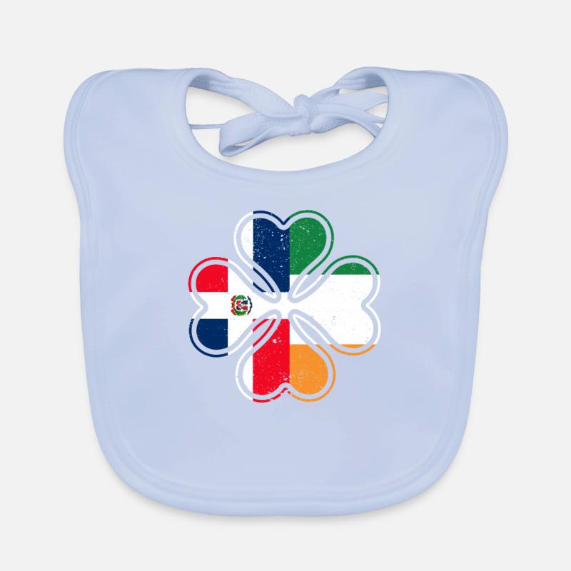 Drapeau dominicain irlandais trèfle d’Irlande Bavoir bio Bébé