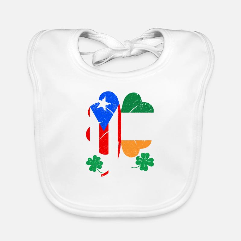 Drapeau portoricain irlandais trèfle d’Irlande Bavoir bio Bébé