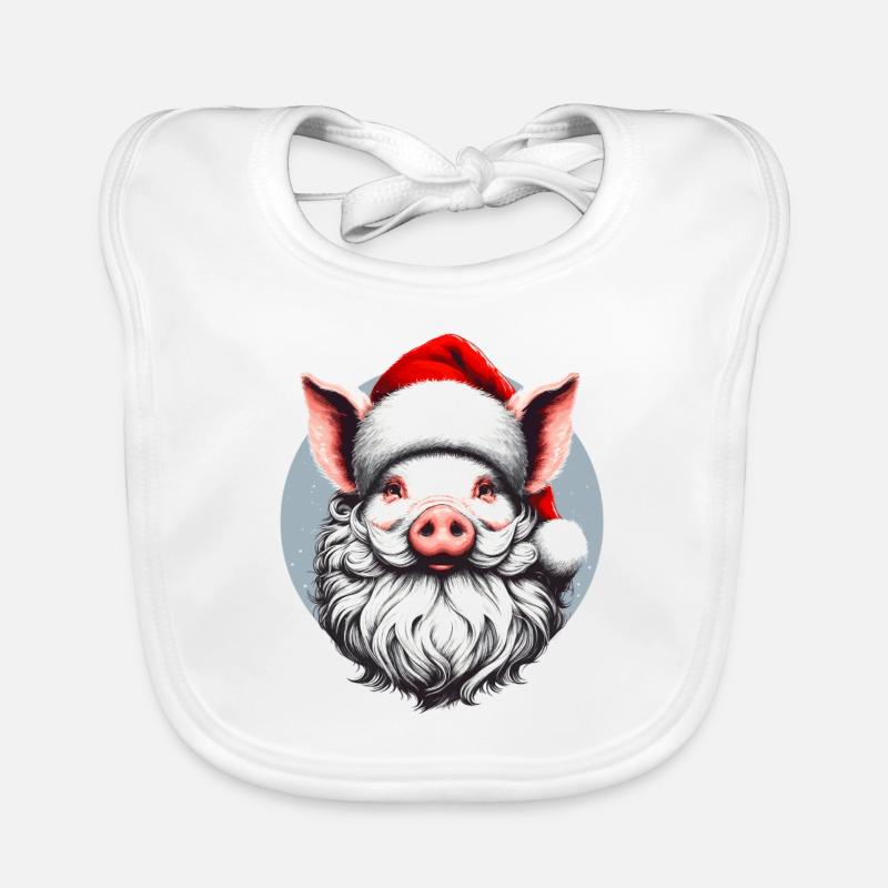 Conception de pull de Noël : Cochon comme Père Noël - Noël Bavoir bio Bébé