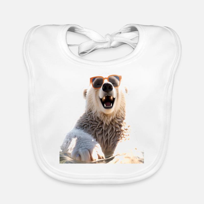 Polar Bear with Sunglasses Bears Love Cute Polar Bears Organic Baby Bibs