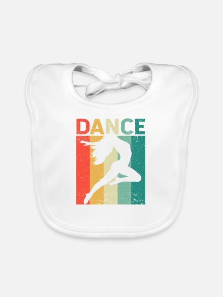 Dance Retro Vintage Dancing Silhouette 70s 80s - Organic Baby Bibs - white - Front