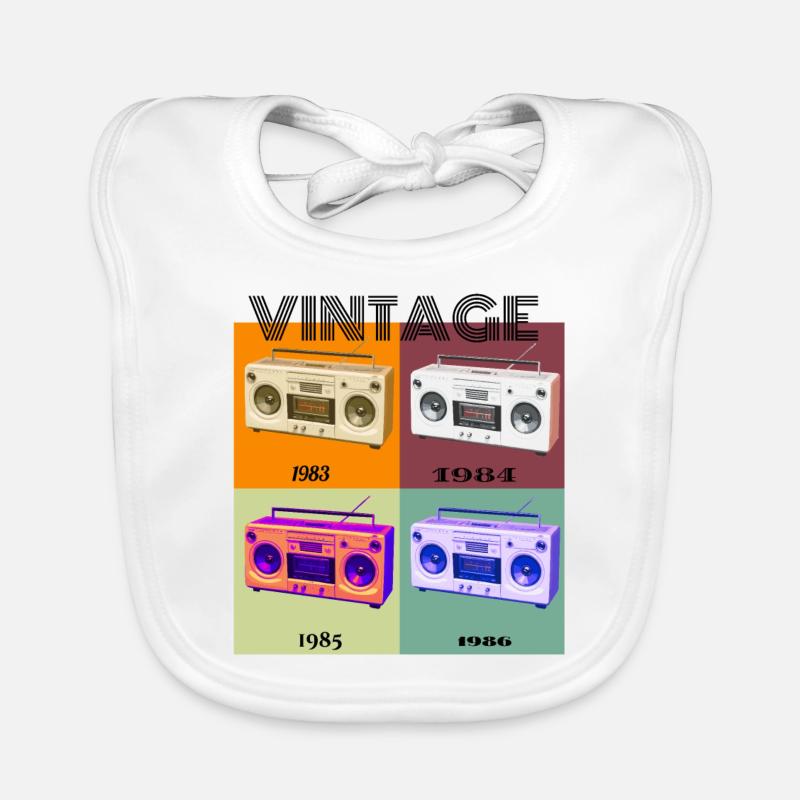 Radio Cassette Player, Retro Organic Baby Bibs