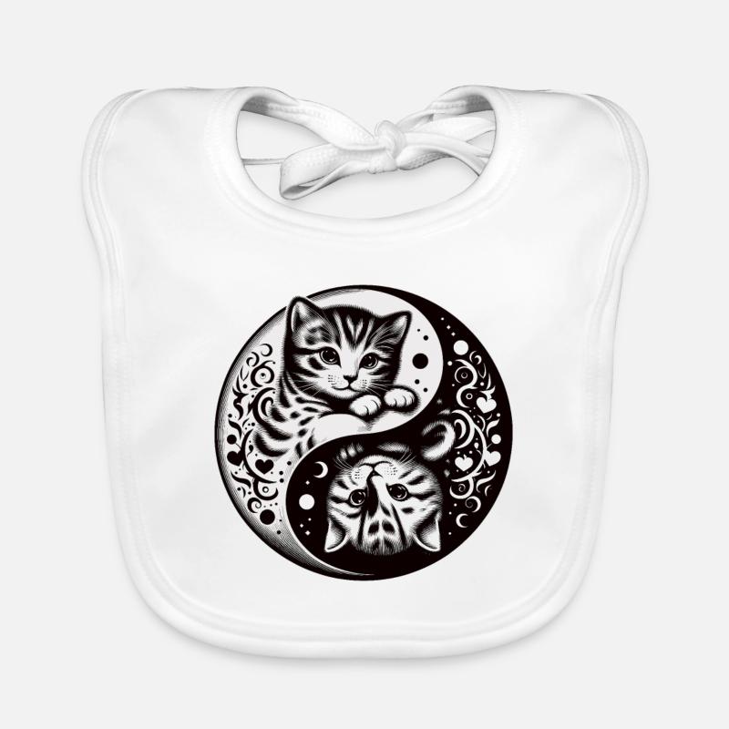 Ying Yang Chatons, noir et blanc Bavoir bio Bébé
