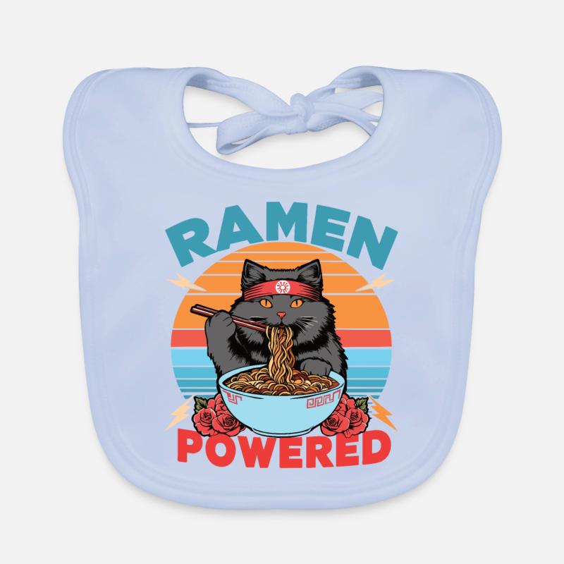 Ramen Powered Cat , coloré Bavoir bio Bébé