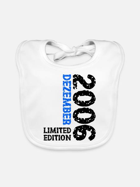 2006 December Limited Edition 17th Birthday Decoration - Organic Baby Bibs - white - Front