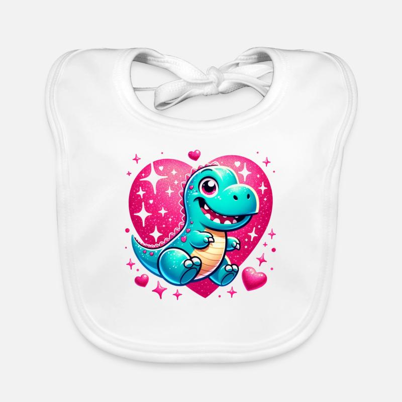 T-Rex coeur scintillant Saint-Valentin Dino Bavoir bio Bébé