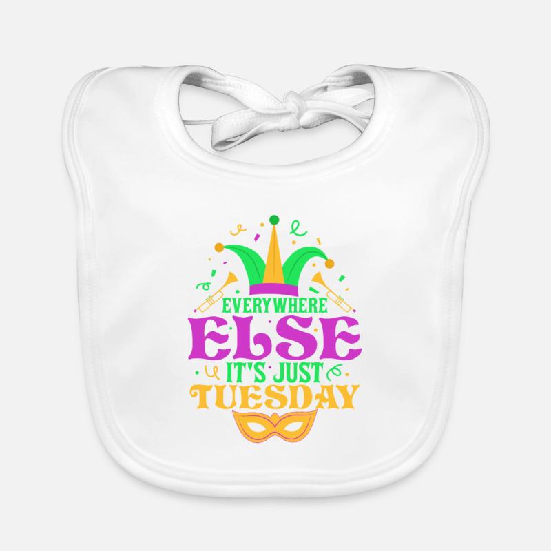 Everywhere Else It's Just Tuesday Mardi Gras Carni Organic Baby Bibs