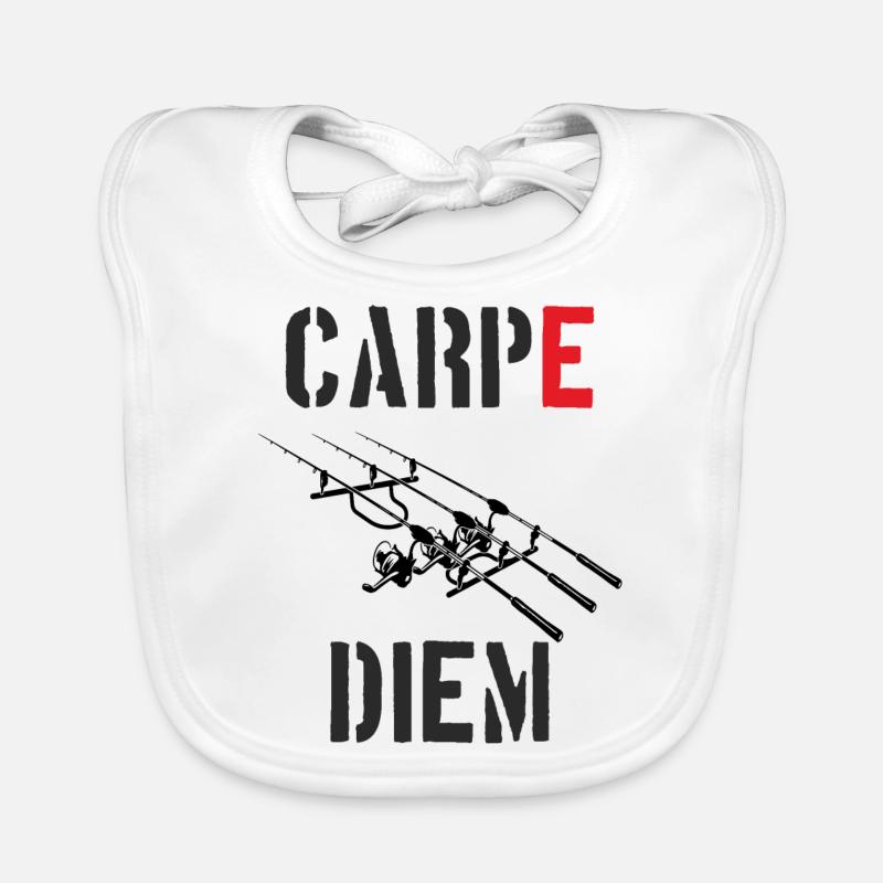 Low Carpe Diem Carphunters Carp Carp Angler - Bavoir bio Bébé - blanc