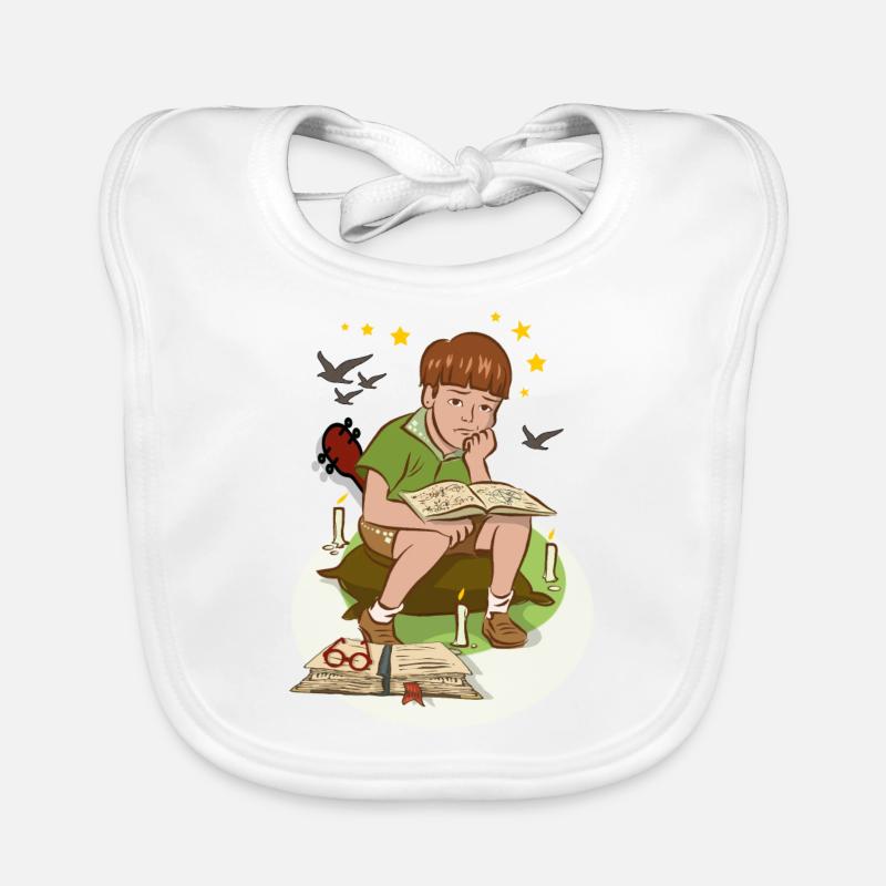 Junge mit Buch Baby Bio-Lätzchen
