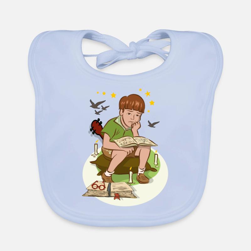 Garçon avec livre Bavoir bio Bébé