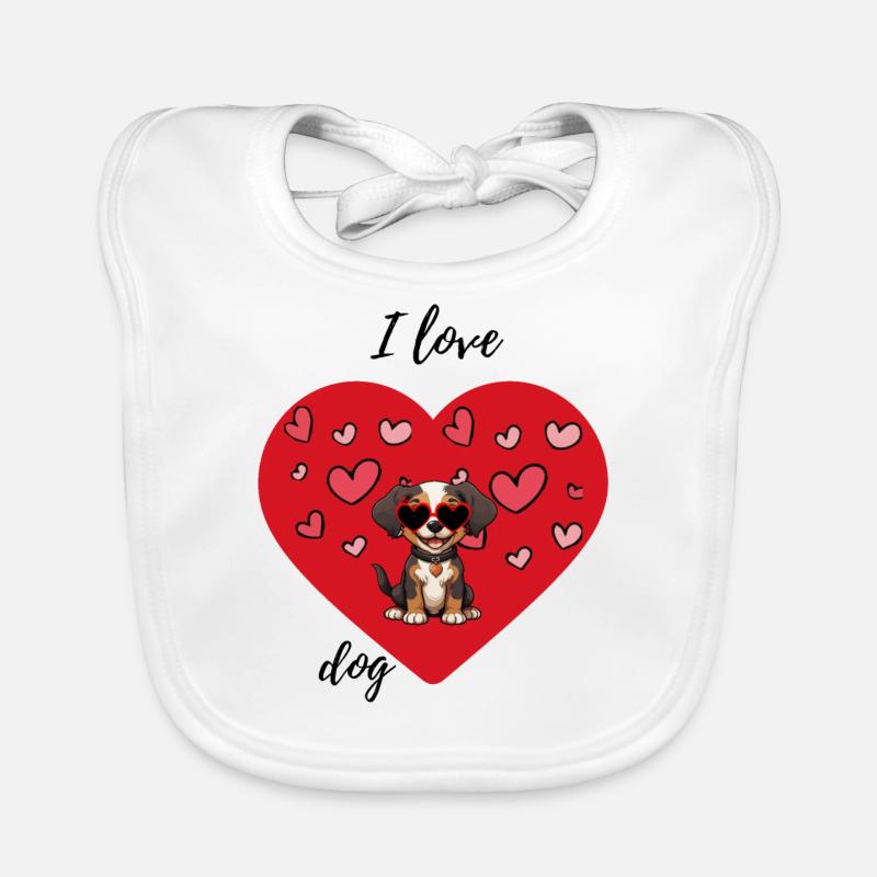 Hund zum Valentinstag Baby Bio-Lätzchen
