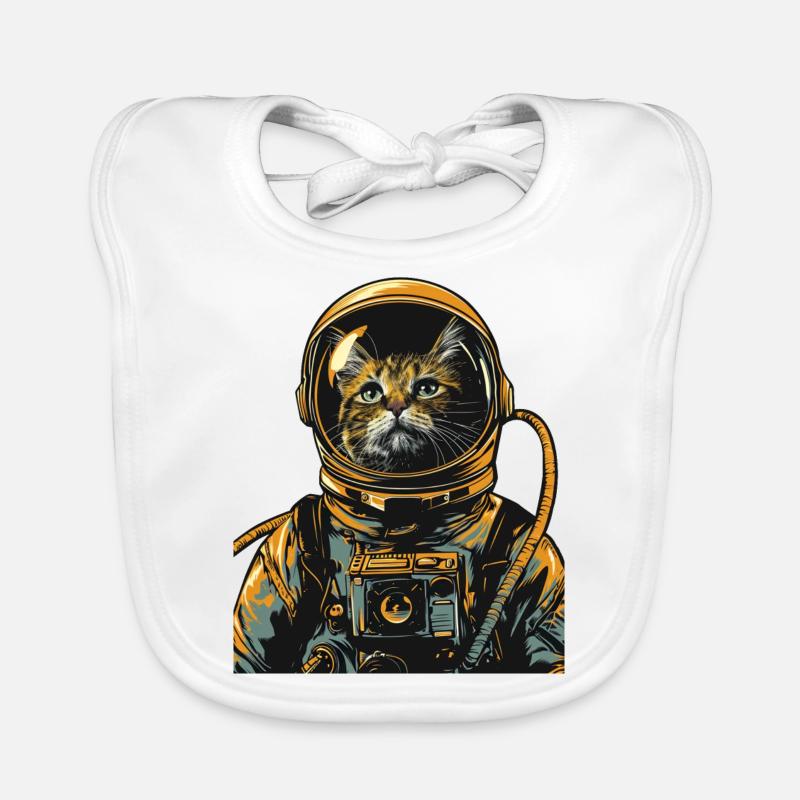 Astronaut Cat Space Explorer Funny Organic Baby Bibs