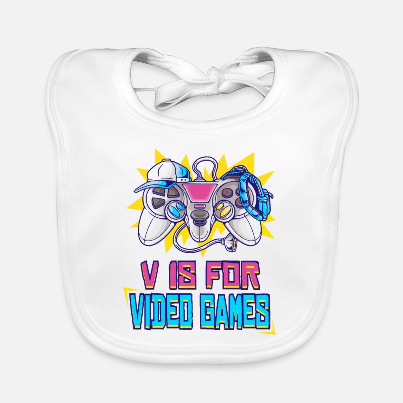 V is for Video Games: Stylisches Controller-Design Baby Bio-Lätzchen