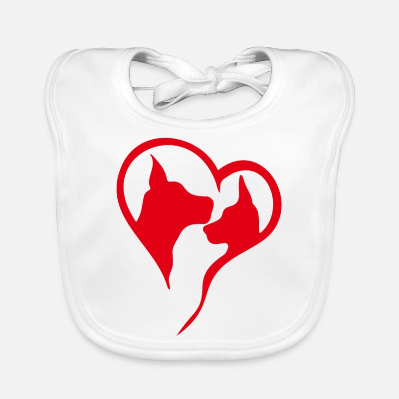 Fatmonkey Hunde Herz beste Freunde - red Baby Bio-Lätzchen