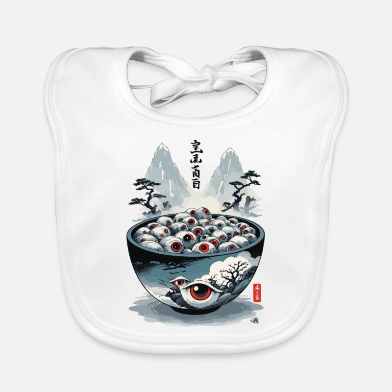 Yokai Ramen Suppe Dämon Ukiyo-E Halloween Kunst Baby Bio-Lätzchen