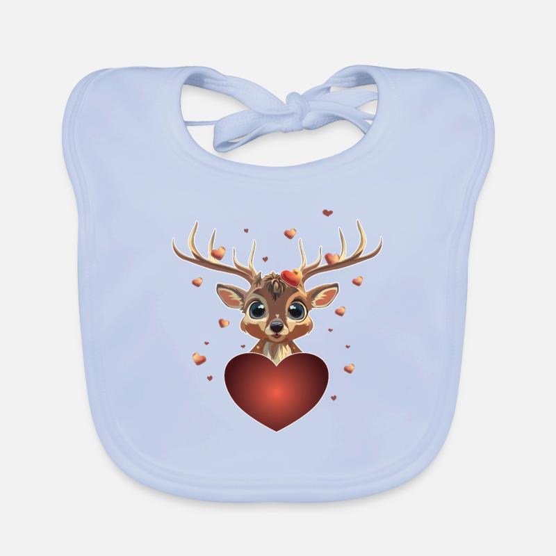 Heart Comic Deer Valentine's Day Gift Wild Organic Baby Bibs