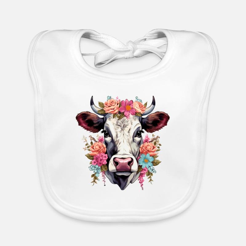 Kuh mit Blumen Baby Bio-Lätzchen
