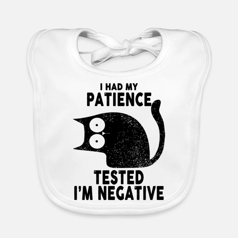 I Had My Patience Tested I'm Negative Black Cat Organic Baby Bibs