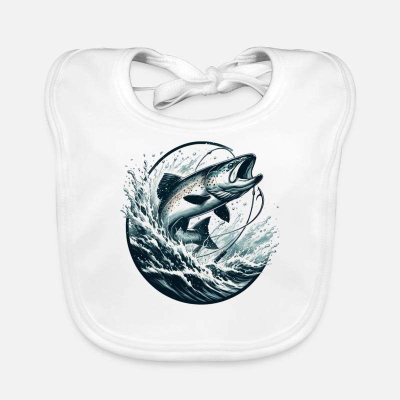 Fish with water and fish hook Organic Baby Bibs