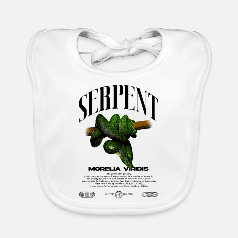 Green Tree Python Modern Reptile Keeper Streetwear Organic Baby Bibs