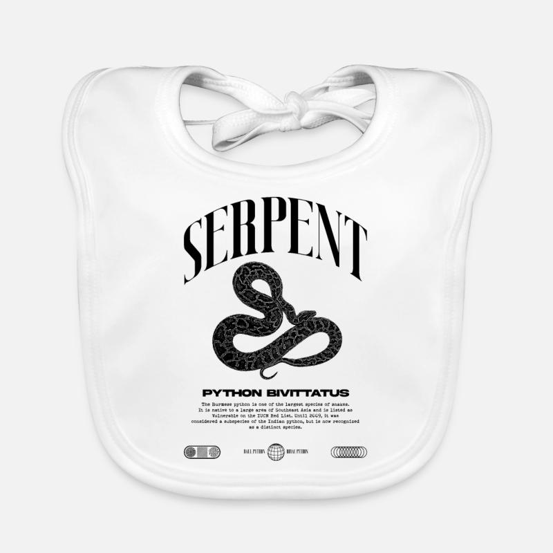 Burmese Python Modern Reptile Keeper Streetwear Organic Baby Bibs