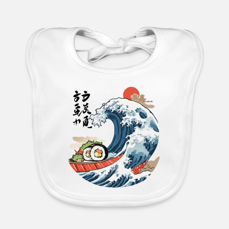 Sushi Ukiyo-E Wave Retro Japan Art Bavoir bio Bébé