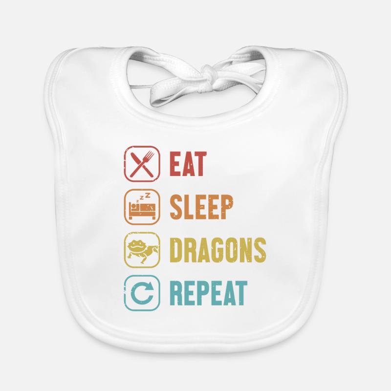 Manger Sommeil Dragons Répéter Pogona Lézard de compagnie Bavoir bio Bébé