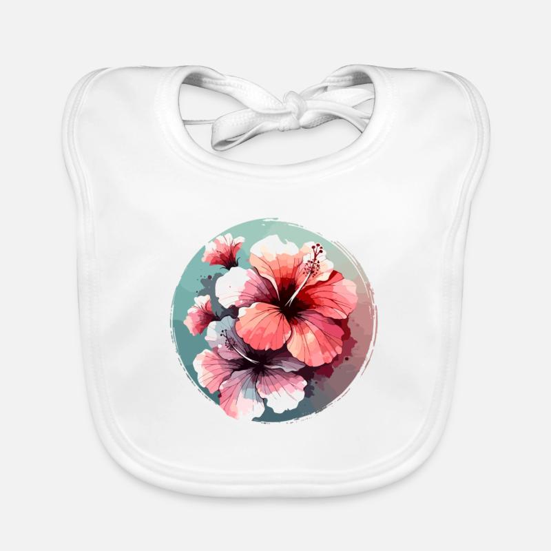 Hibiscus dessiné Bavoir bio Bébé