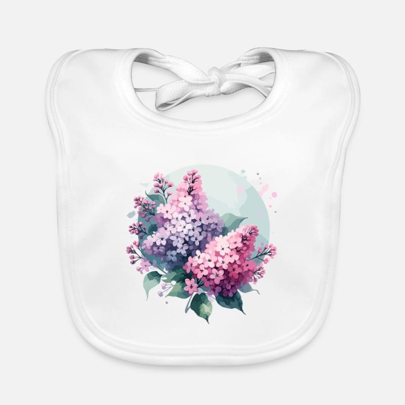 Lilac drawn Organic Baby Bibs